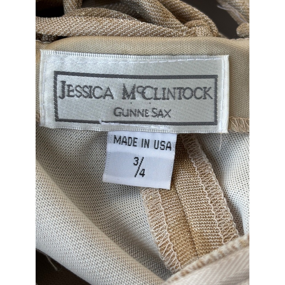 Vintage Gunne Sax Gown Corset Strapless Gold Glitter Animal Print 3/4 90s - Picture 6 of 8